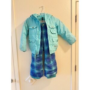Burton Kids Snowboard Ski Jacket & Pants Set Blue Plaid Size S 5/6